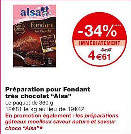 préparation pour fondant très chocolat "alsa"