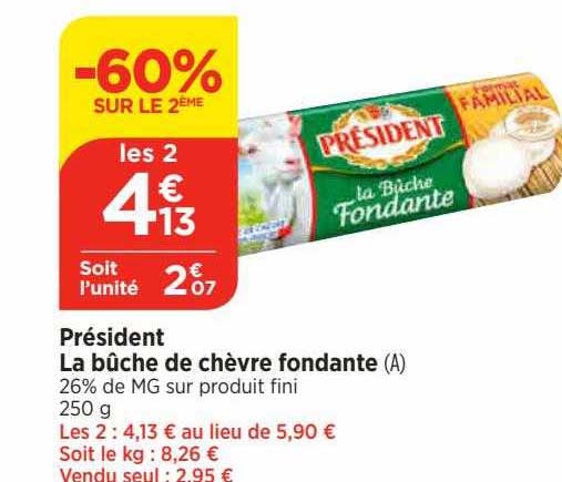 Président La Bûche De Chèvre Fondante