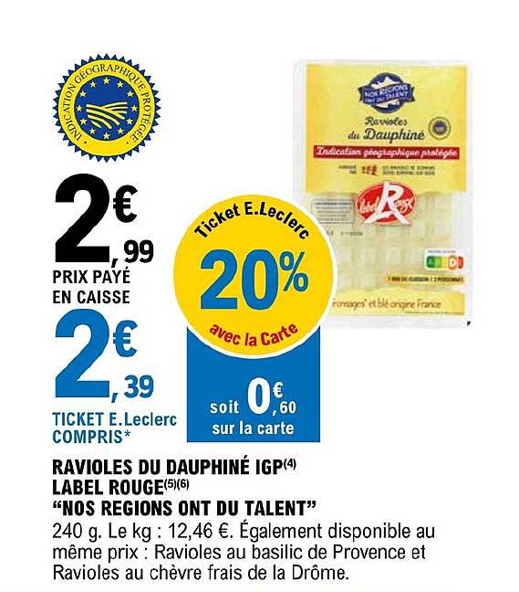 ravioles du dauphiné igp label rouge "nos régions ont du talent"