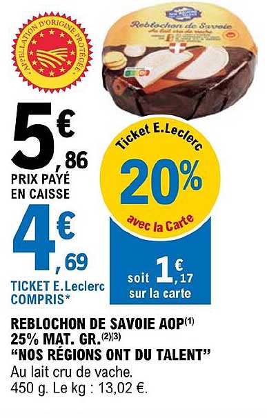 reblochon de savoie aop 25% mat. gr. "nos régions ont du talent"