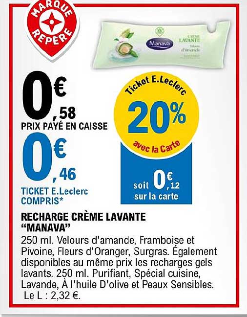 recharge crème lavante "manava"