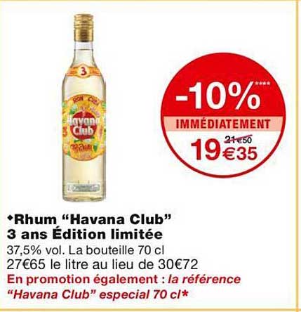 rhum "havana club" 3 ans édition limitée