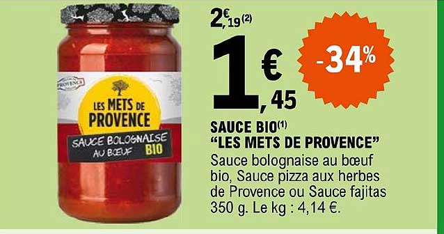 sauce bio "les mets de provence"