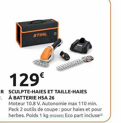 sculpte-haies et taille-haies à batterie hsa 26 stihl
