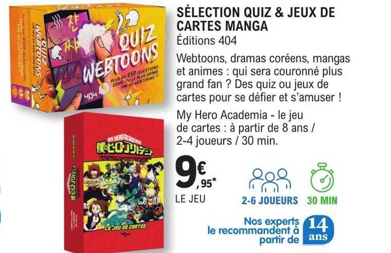 sélection quiz & jeux de cartes manga - éditions 404