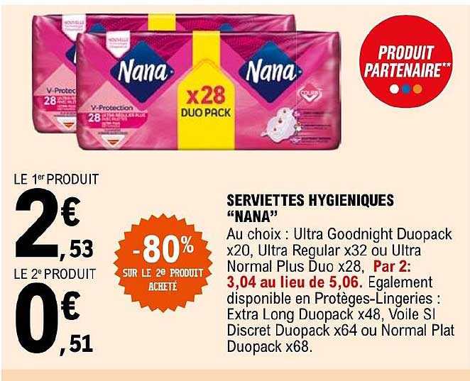 serviettes hygiéniques "nana"