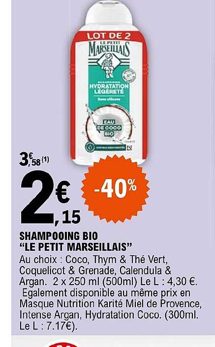 Shampooing Bio "le Petit Marseillais"