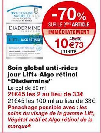 Soin Global Anti-rides Jour Lift+algo Retinol "diadermine"