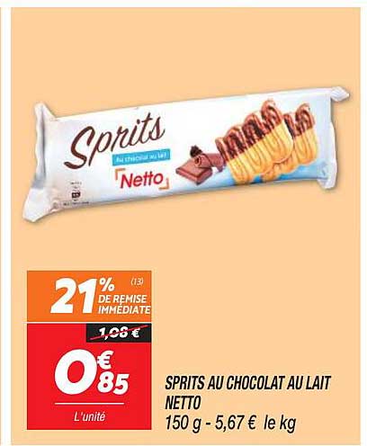 Sprits Au Chocolat Au Lait Netto