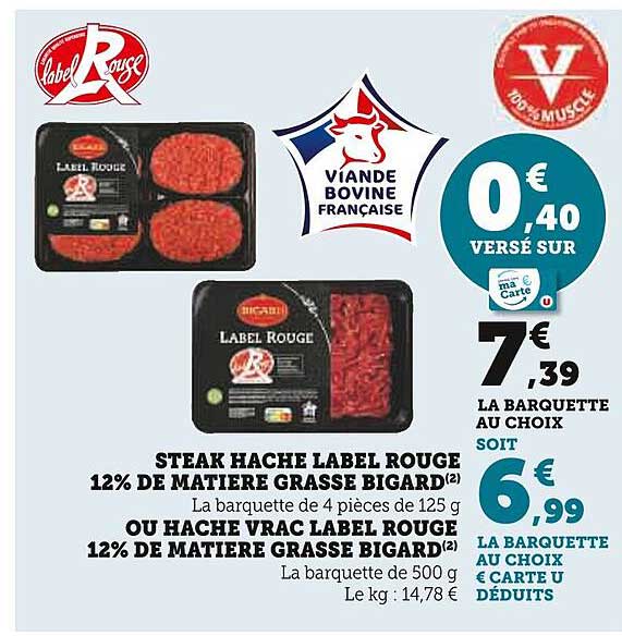 steak hache label rouge 12% de matière grasse bigard
