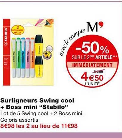 Surligneurs Swing Cool + Boss Mini "stabilo"