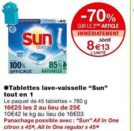 tablettes lave-vaisselle "sun" tout en 1