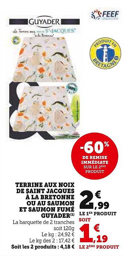 terrine aux noix de saint jacques à la bretonne ou au saumon et saumon fumé guyader