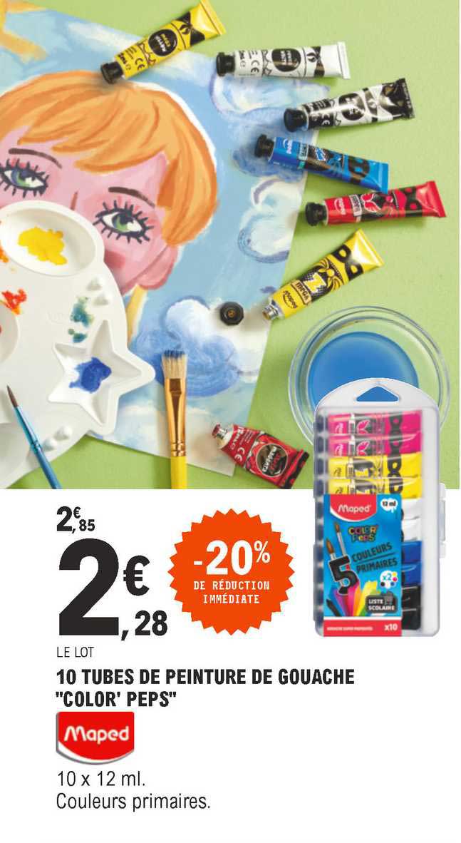 10 tubes de peinture de gouache "color' peps" maped