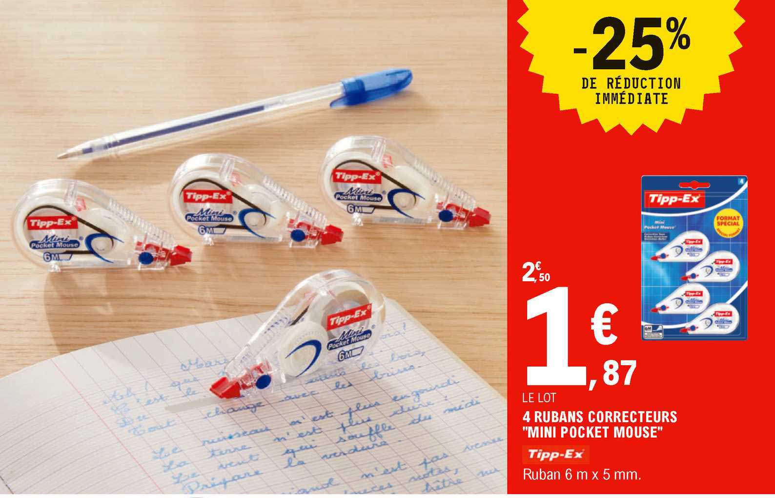 4 rubans correcteurs "mini pocket mouse" tipp-ex