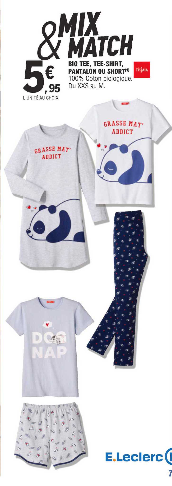 big tee, tee-shirt, pantalon ou short tissaia