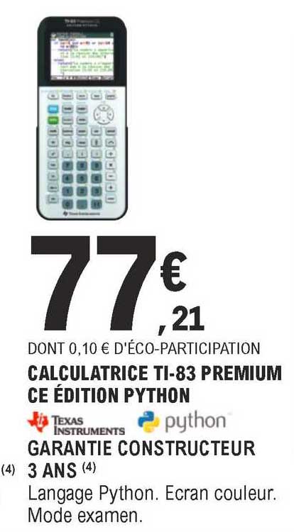 calculatrice ti-83 premium ce édition python texas instruments
