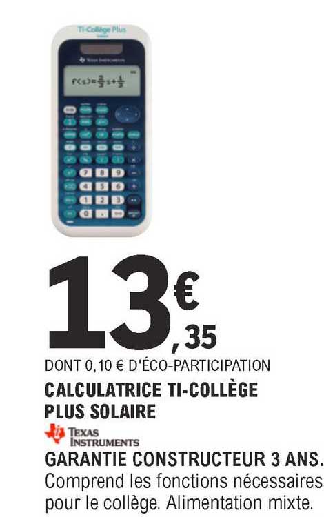 Calculatrice Ti-collège Plus Solaire Texas Instruments