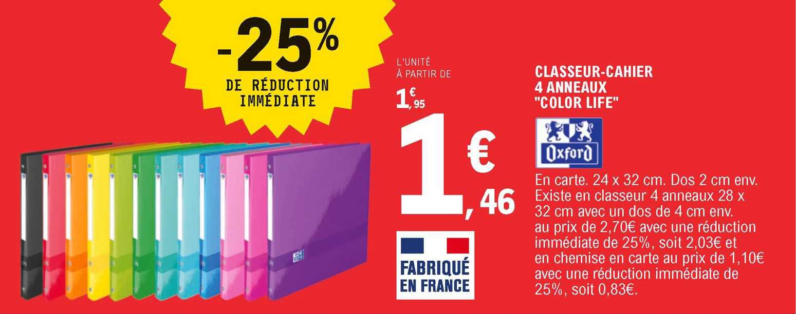 Classeur-cahier 4 Anneaux "color Life" Oxford