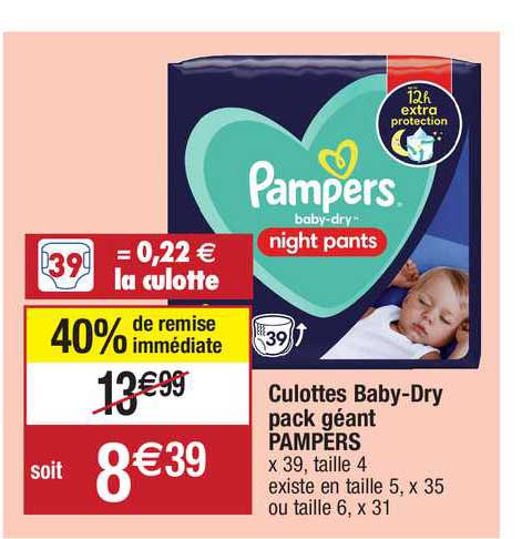 culottes baby-dry pack géant pampers