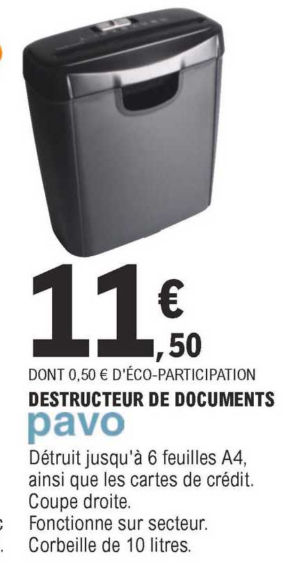 destructeur de documents pavo