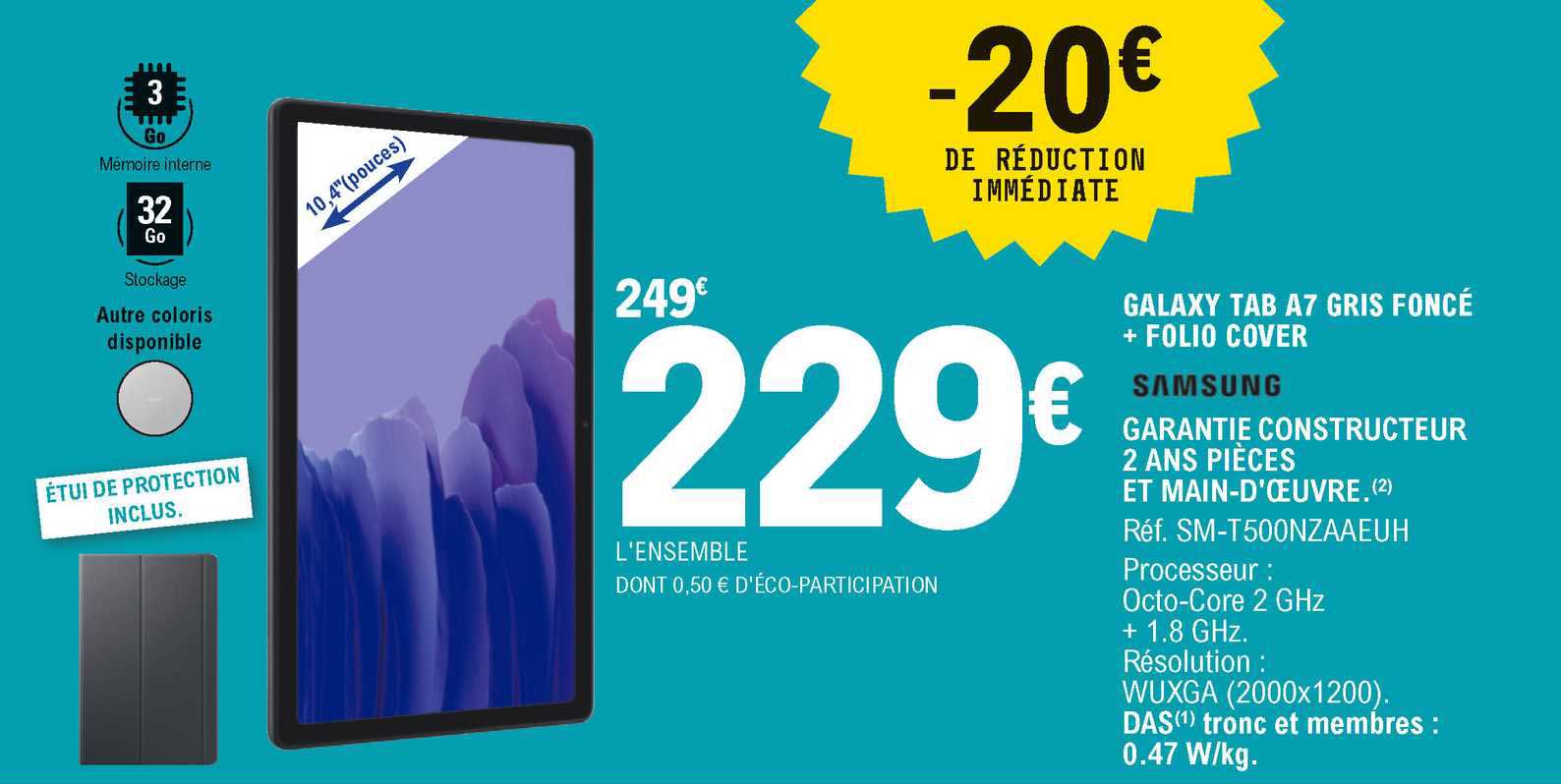 Galaxy Tab A7 Gris Foncé + Folio Cover Samsung