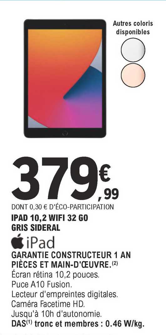 ipad 10,2 wifi 32 go gris sideral