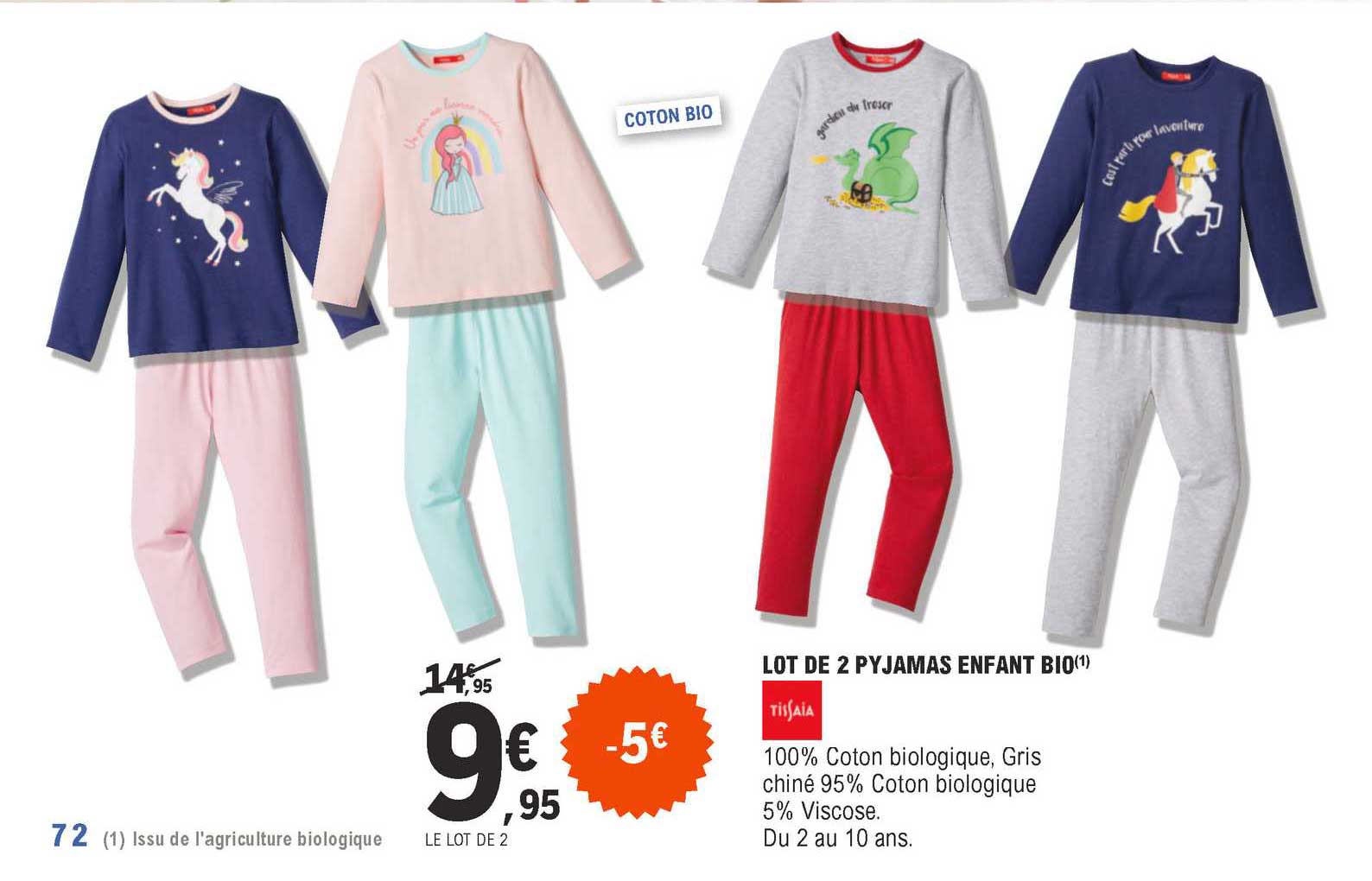 Lot De 2 Pyjamas Enfant Bio