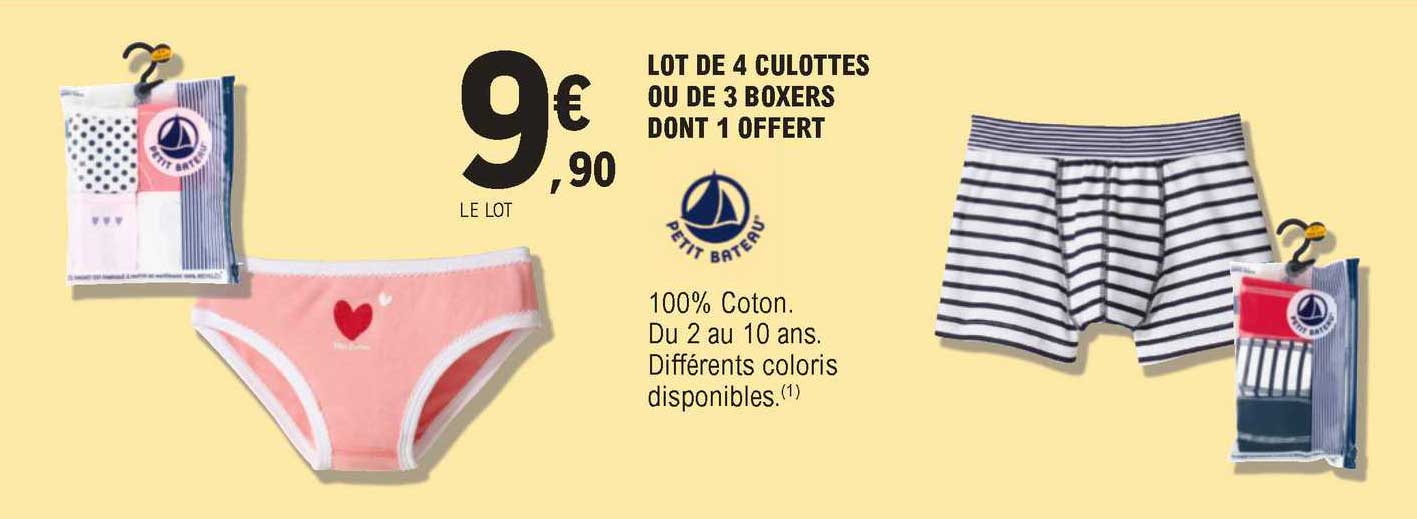 lot de 4 culottes ou de 3 boxers dont 1 offert