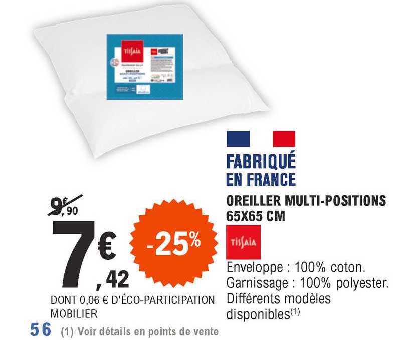oreiller multi-positions 65 x 65 cm tissaia