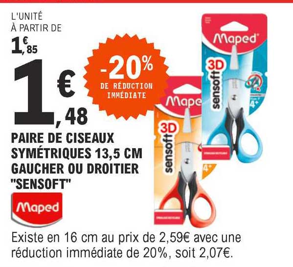 paire de ciseaux symétriques 13,5 cm gaucher ou droitier "sensoft"