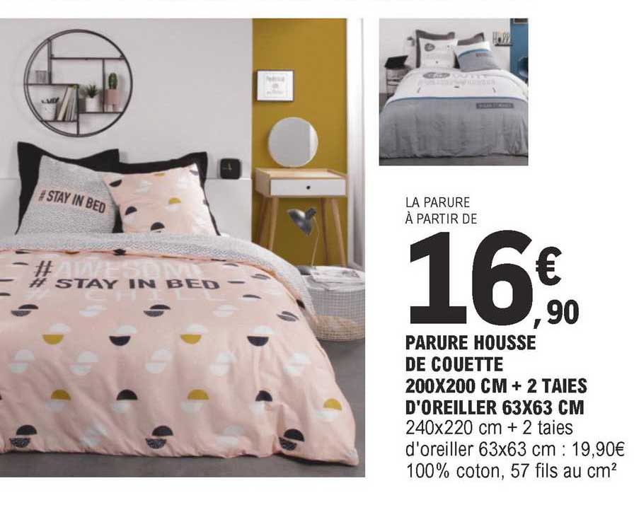 parure housse de couette 200 x 200 cm + 2 taies d'oreiller 63 x 63 cm