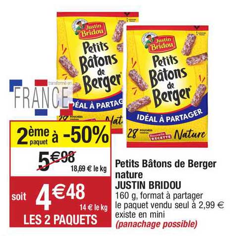 petits bâtons de berger nature justin bridou