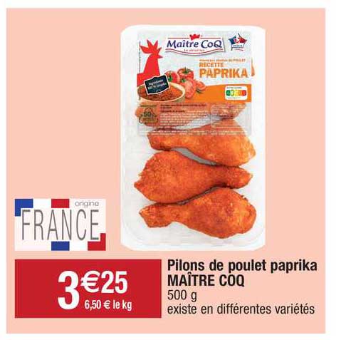 pilons de poulet paprika maître coq