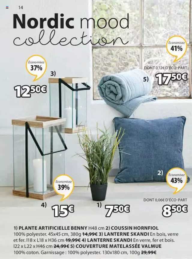 Plante Artificielle Benny, Coussin Hornfiol, Lanterne Skandi, Couverture Matelassée Valmue