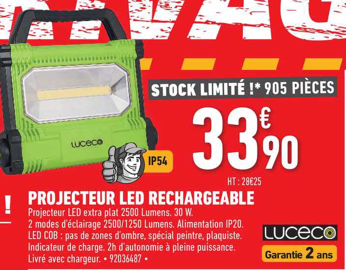 projecteur led rechargeable luceco