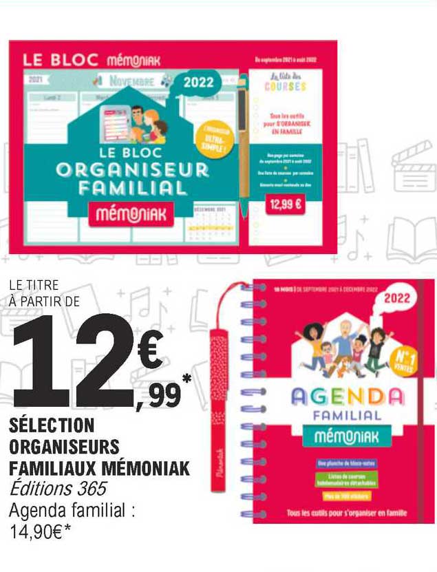 Sélection Organiseurs Familiaux Mémoniak