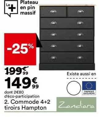 2. commode 4+2 tiroirs hampton
