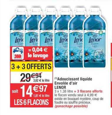 adoucissant liquide envolée d'air lenor