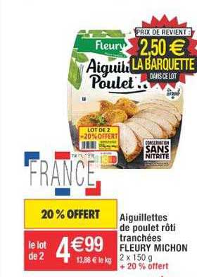 aiguillettes de poulet rôti tranchées fleury michon