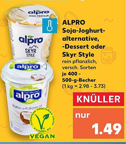 alpro soja-joghurt-alaternative, dessert oder skyr style