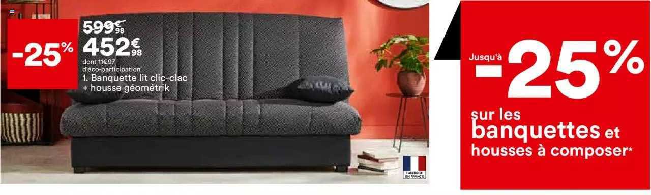 banquette lit clic-clac + housse géométrik