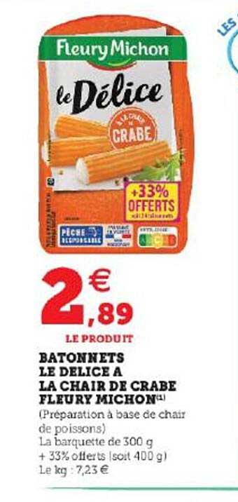 bâtonnets le délice à la chair de crabe fleury michon
