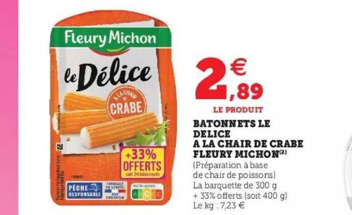 bâtonnets le délice à la chair de crabe fleury michon