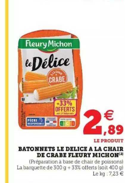 batonnêts le delice à la chair de crabe fleury michon