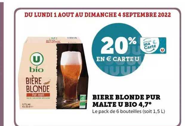 bière blonde pur malte u bio 4,7°