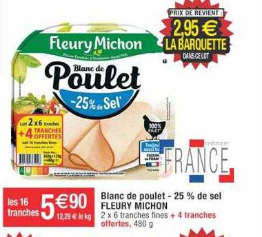 blanc de poulet -25% de sel fleury michon