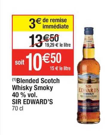 blended scotch whisky smoky 40% sir edward's