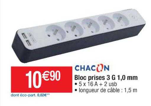 bloc prises 3g 1,0mm chacon