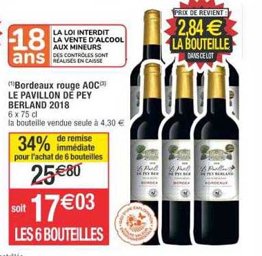bordeaux rouge aoc le pavillon de pey berland 2018